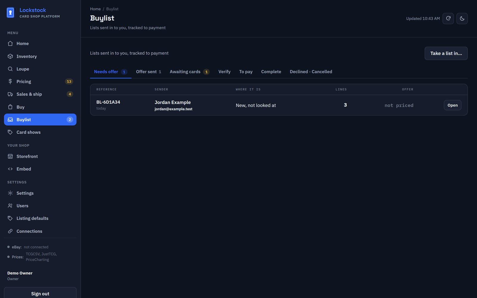 The buylist queue by stage